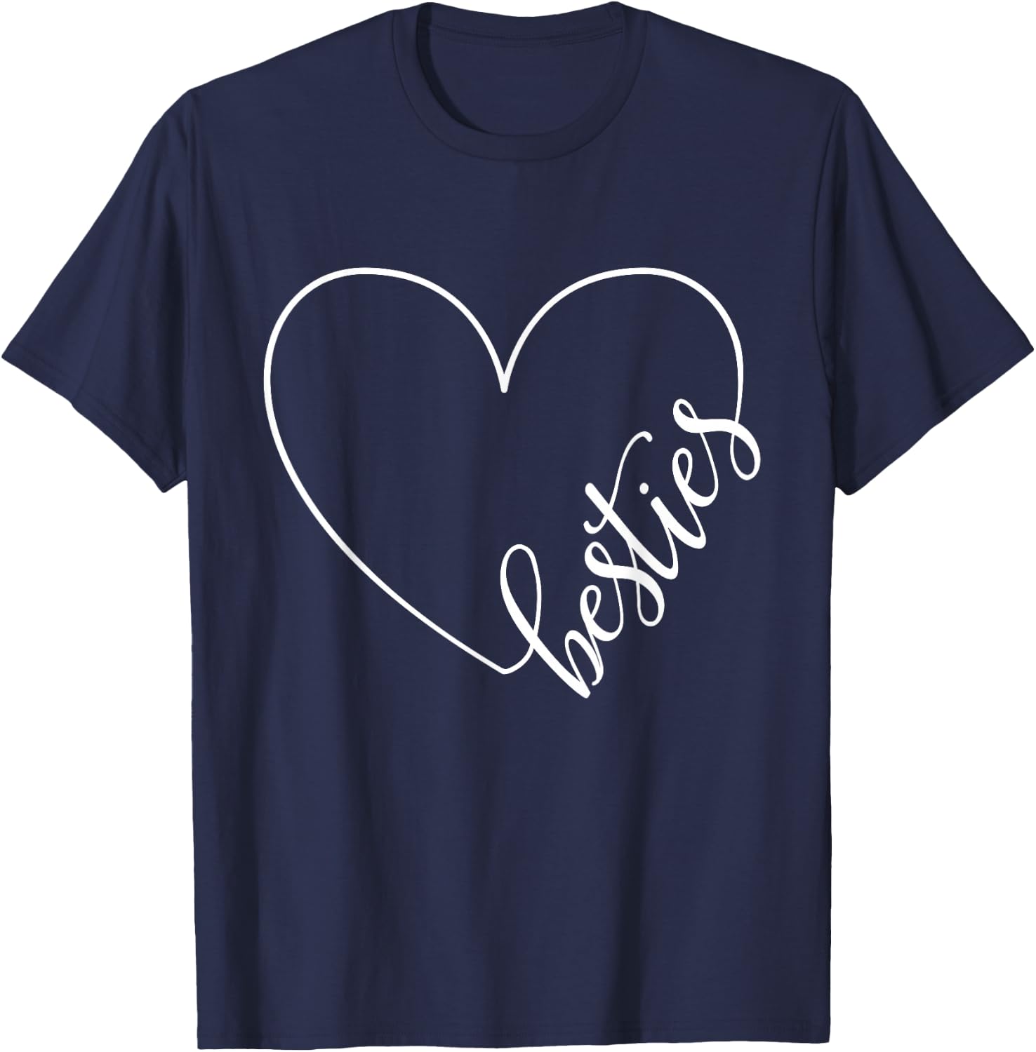 Besties BFF Best Friends Heart Friendship Cute Matching T-Shirt - T-Shirt | Navy