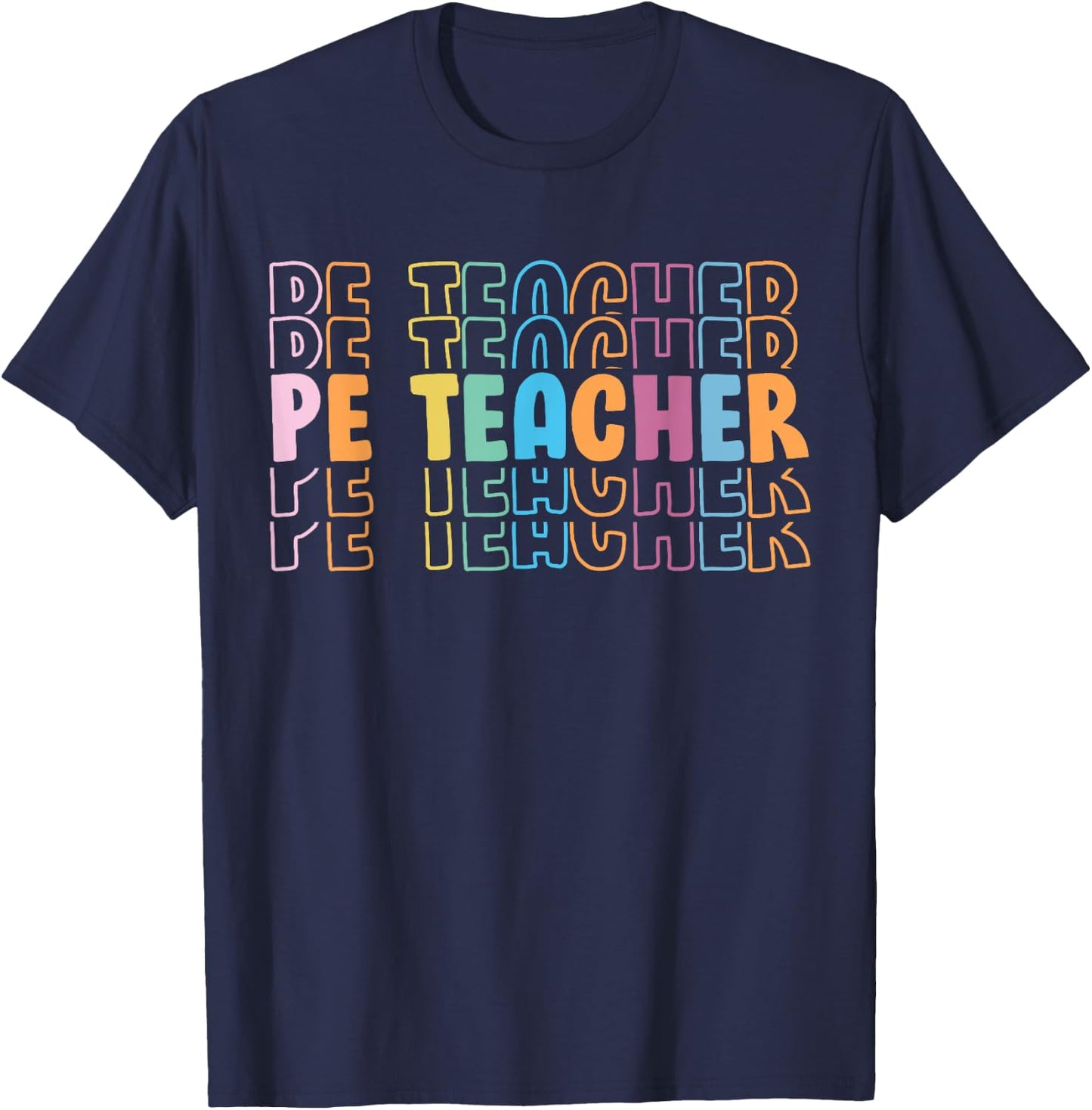 PE Teacher Vintage retro groovy Physical Education Teacher T-Shirt - T-Shirt | Navy