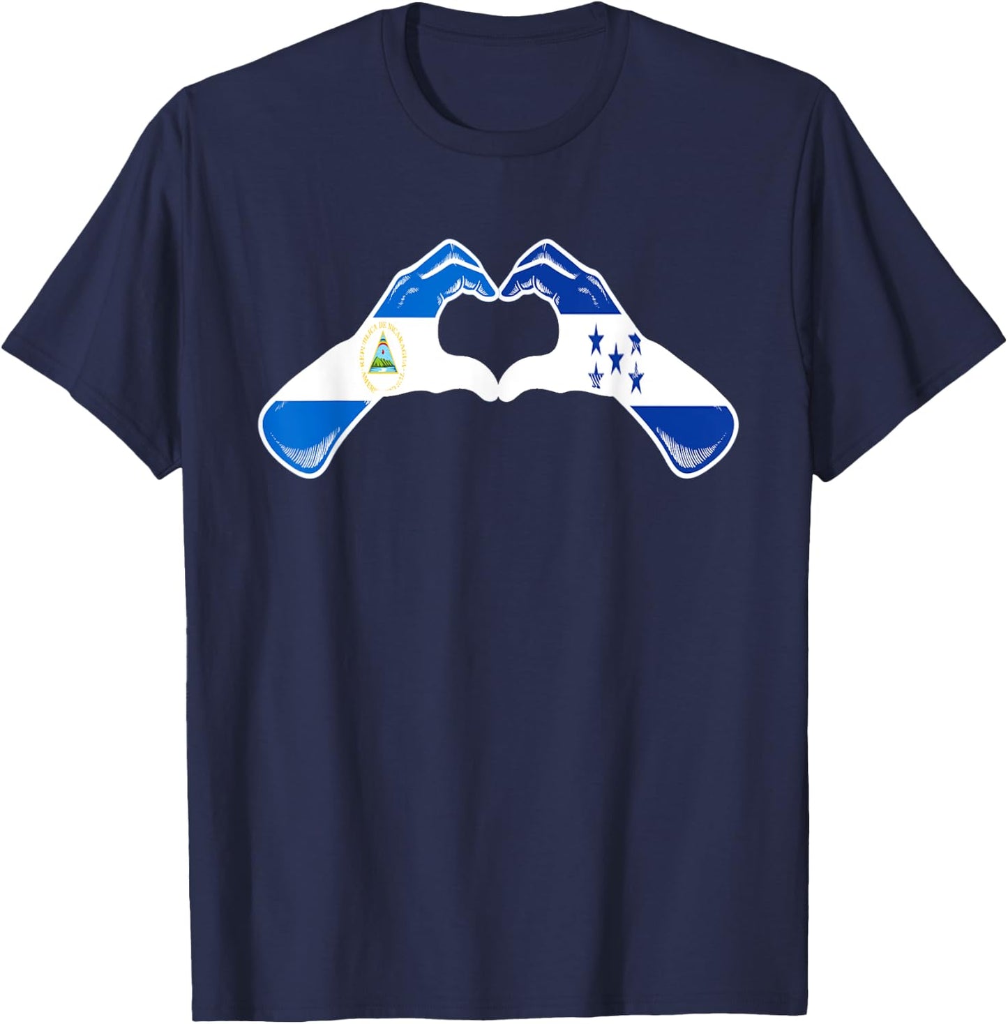 Honduras Nicaragua Flag Honduran Nicaraguan Heart T-Shirt - T-Shirt | Navy