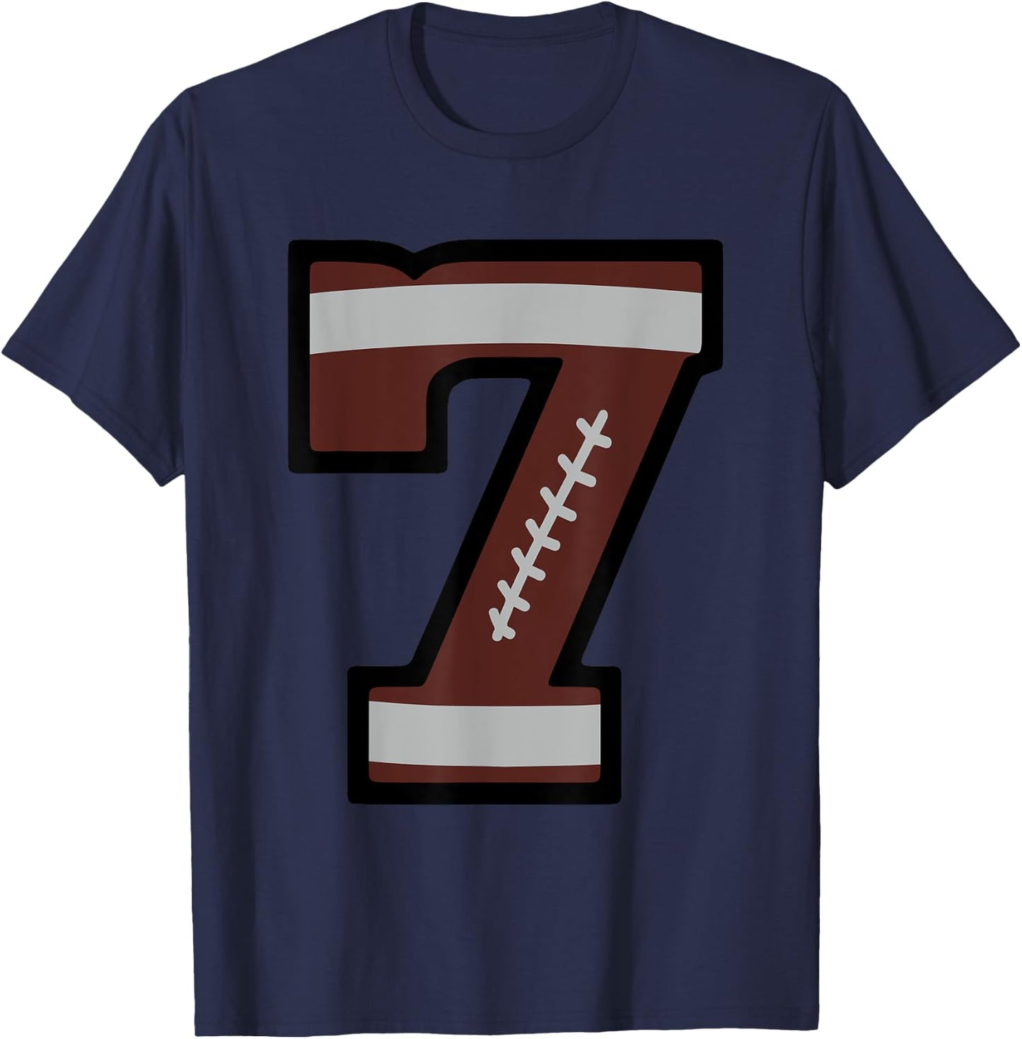 Number #7 Football Number T-Shirt - T-Shirt | Navy