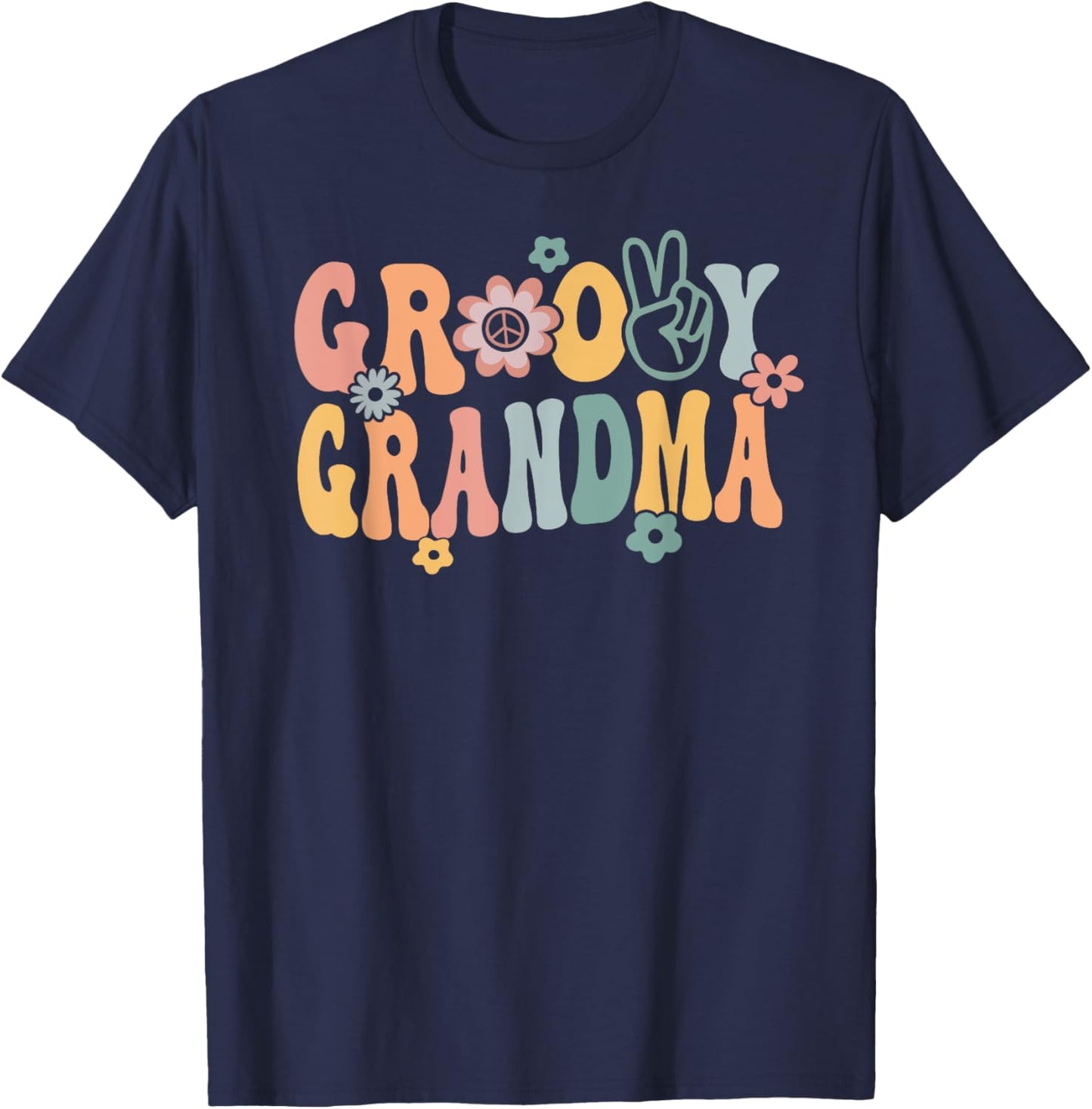 Groovy Grandma Retro Gigi Matching Family 1st Birthday Party T-Shirt - T-Shirt | Navy