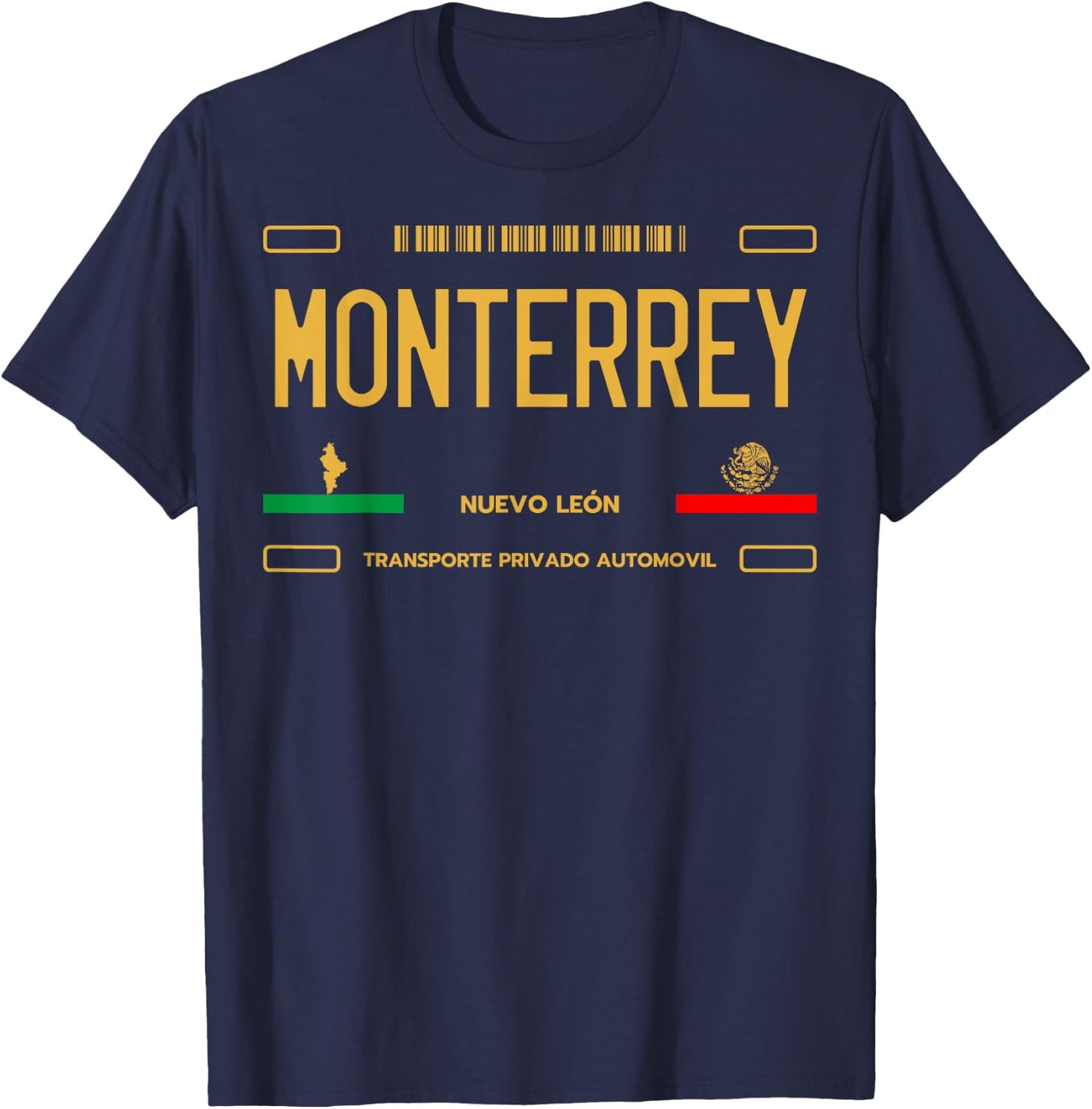 Monterrey License Plate, Monterrey Mexico, Monterrey T-Shirt - T-Shirt | Navy