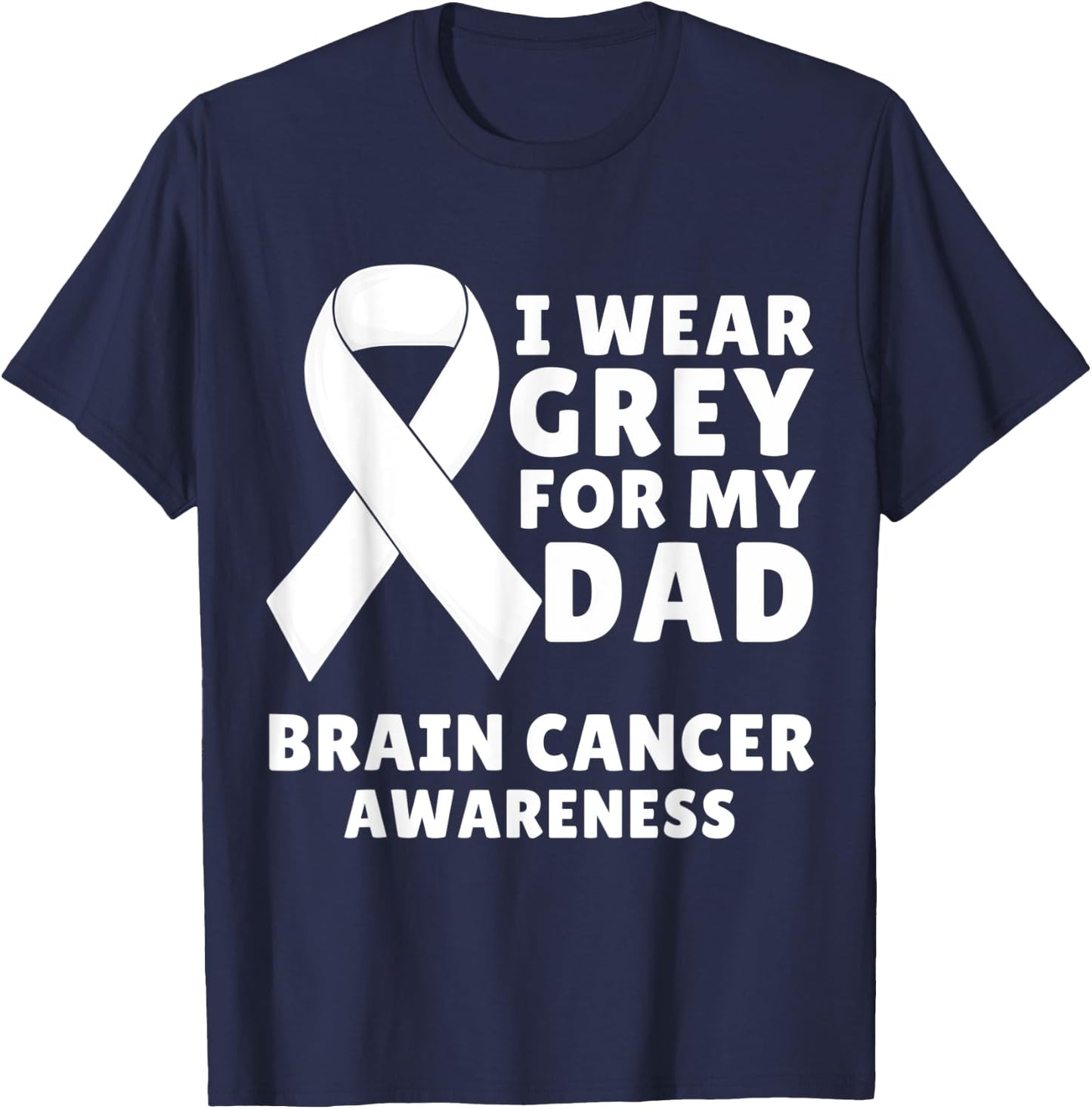 I Wear Gray For My Dad Brain Cancer Awareness Men Warrior T-Shirt - T-Shirt | Navy