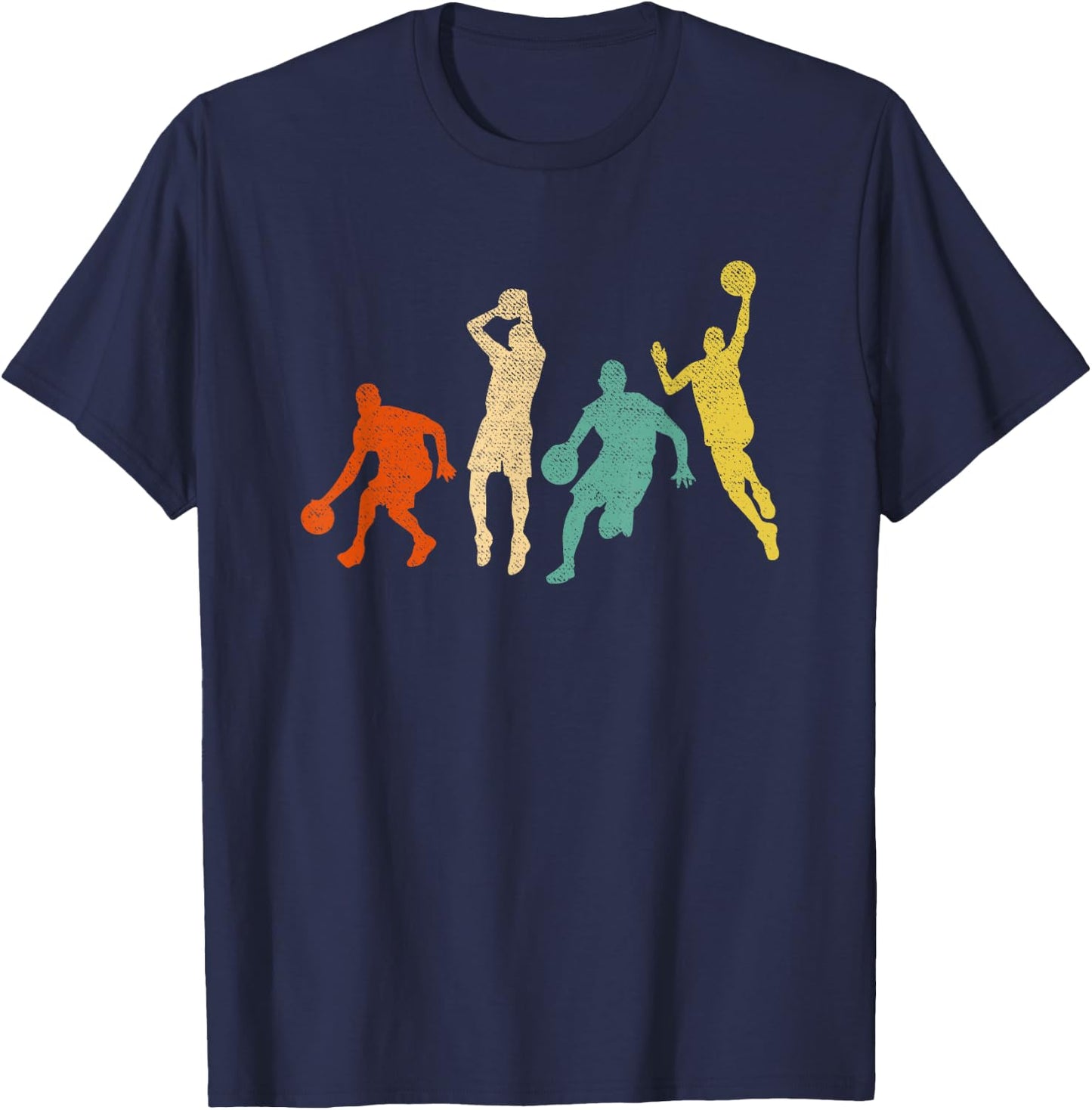 Vintage Basketball Ball Graphic Design Basketball Fan Player T-Shirt - T-Shirt | Navy