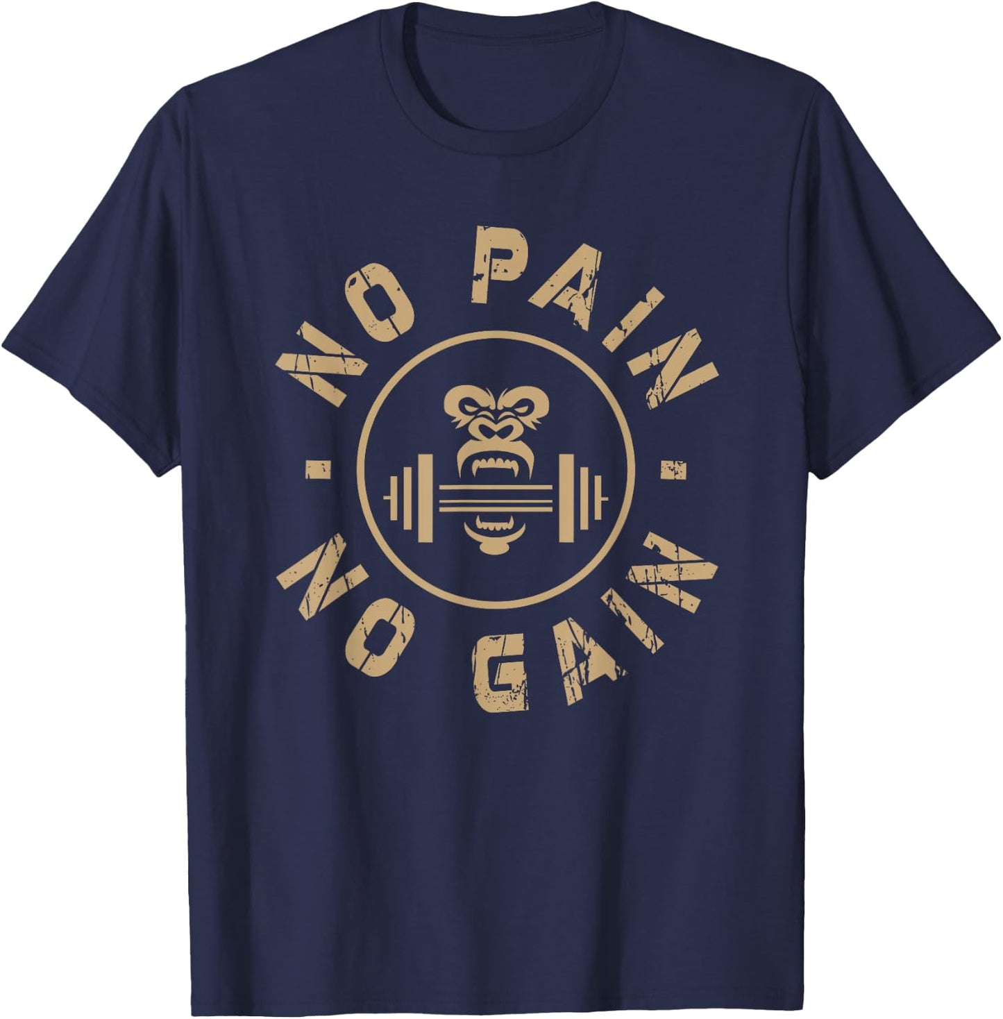 No Pain No Gain Motivational Bodybuilding Gym Workout T-Shirt - T-Shirt | Navy