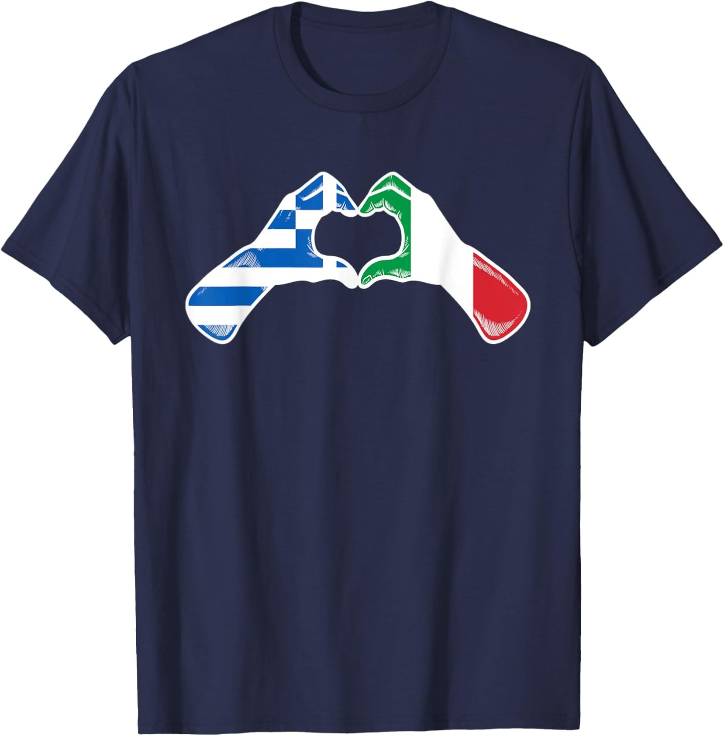 Greece Italian Flag - Greek Italy Heart T-Shirt - T-Shirt | Navy