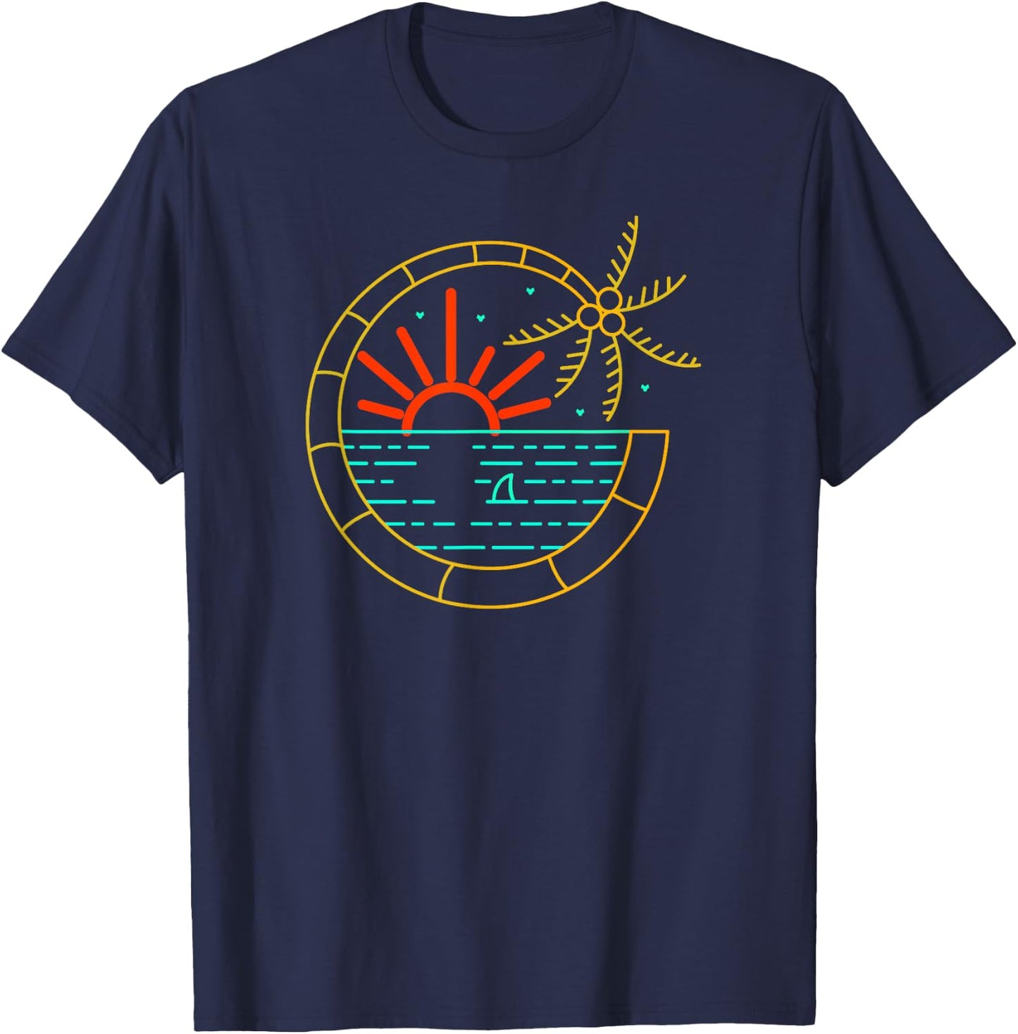 Island Vibes Are Good Vibes Sunset Palm Tree T-Shirt - T-Shirt | Navy