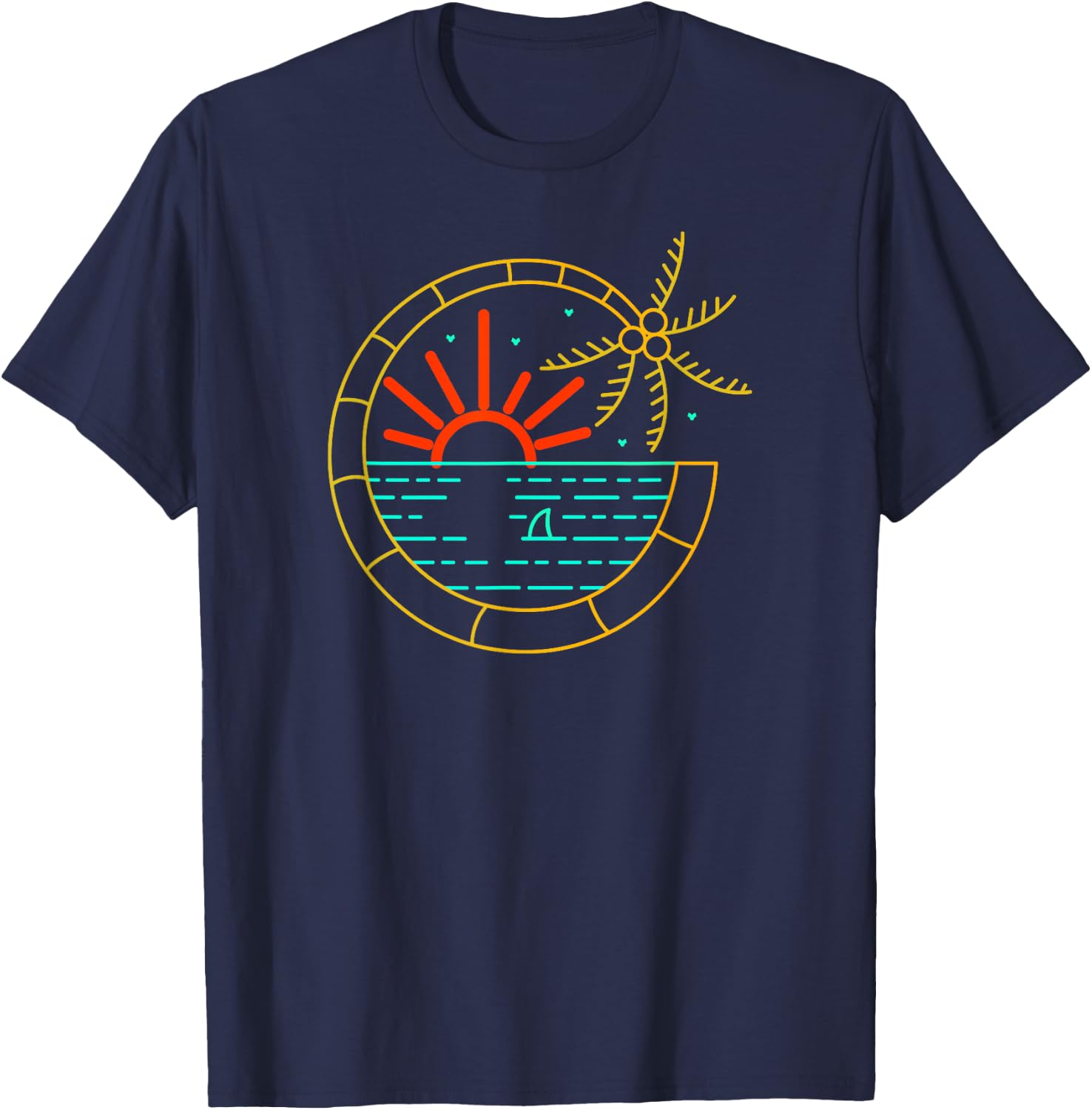 Island Vibes Are Good Vibes Sunset Palm Tree T-Shirt - T-Shirt | Navy