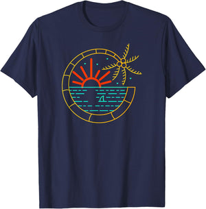 Island Vibes Are Good Vibes Sunset Palm Tree T-Shirt - T-Shirt | Navy