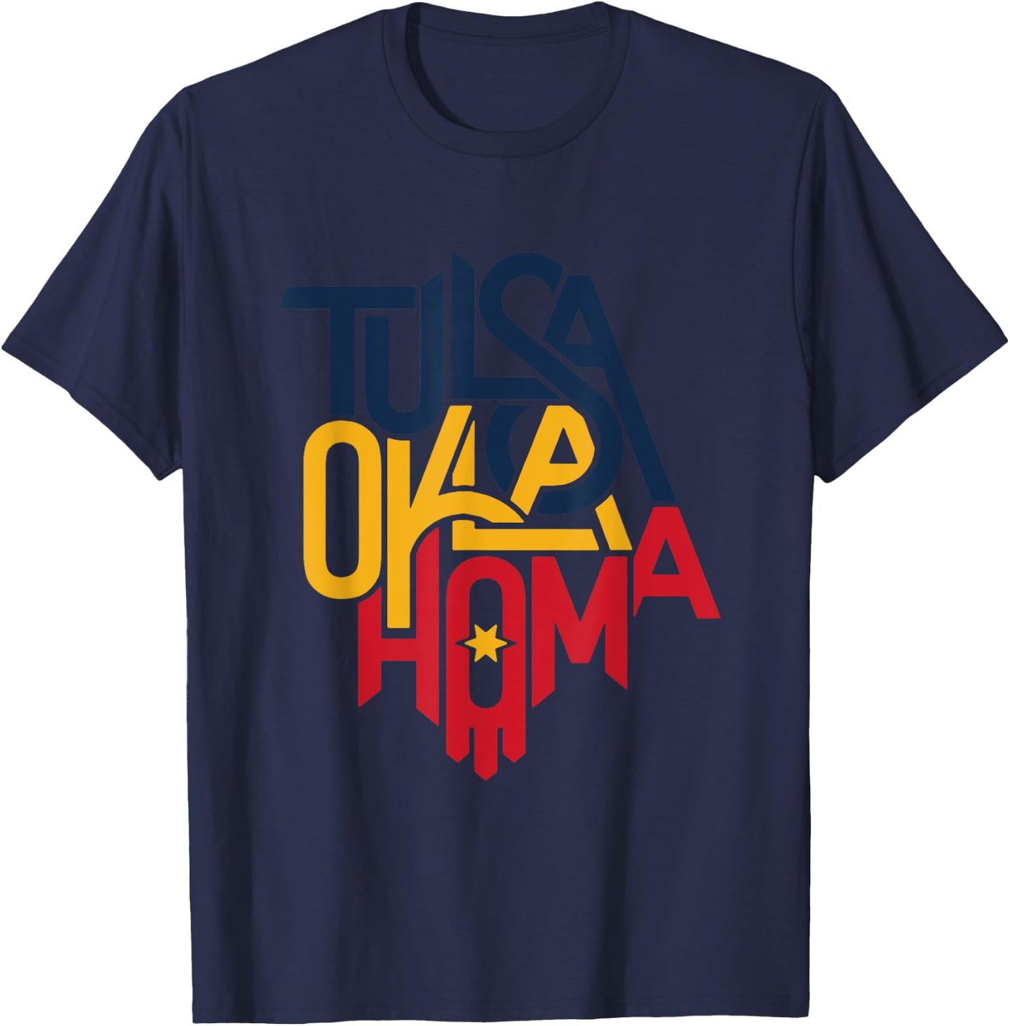 Colorful Tulsa Oklahoma Letters In Tulsa City Map Shape T-Shirt - T-Shirt | Navy