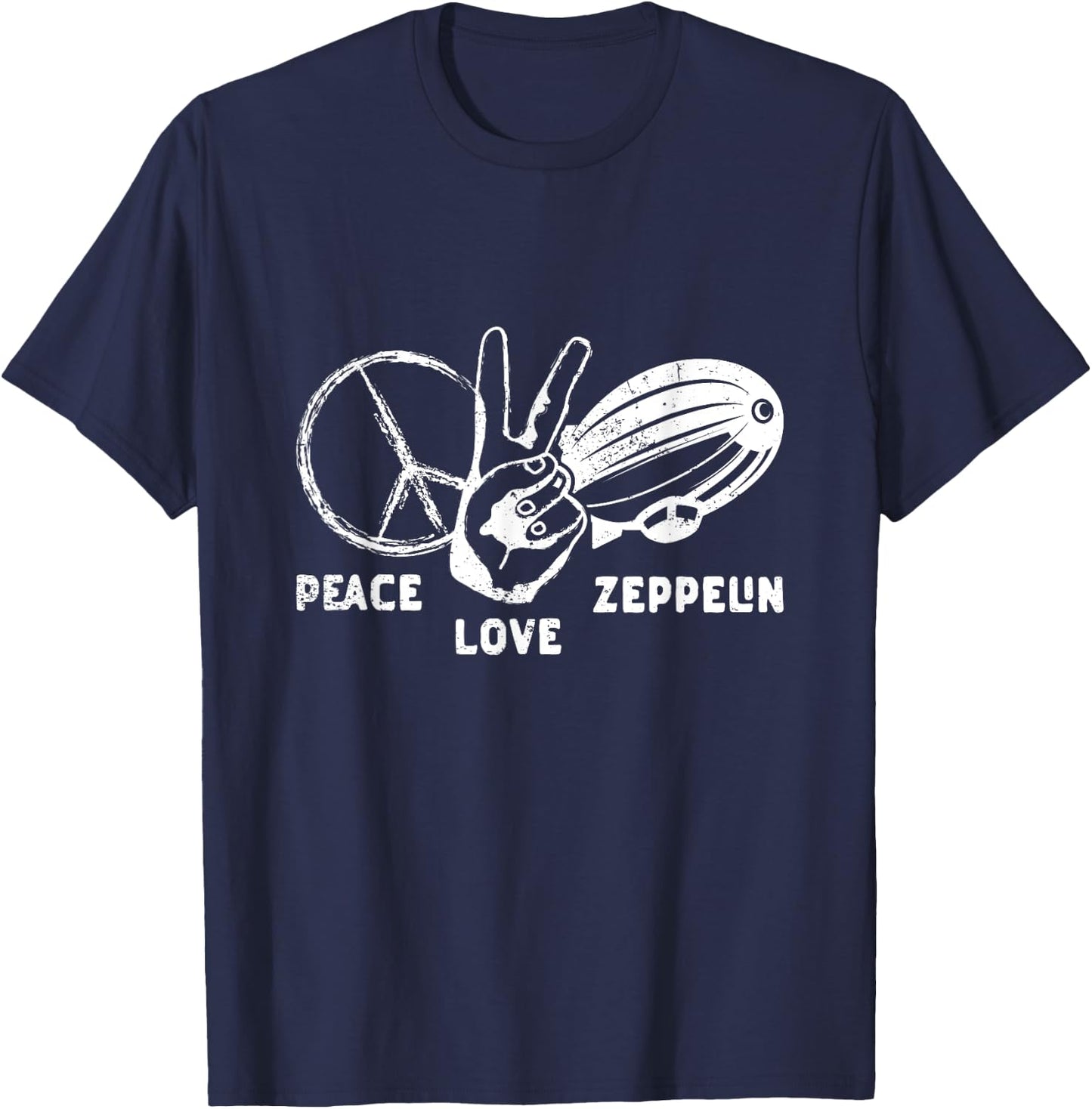 Retro Zeppelin 70s 80s Dirigible Airship Zepelin Zepplin T-Shirt - T-Shirt | Navy