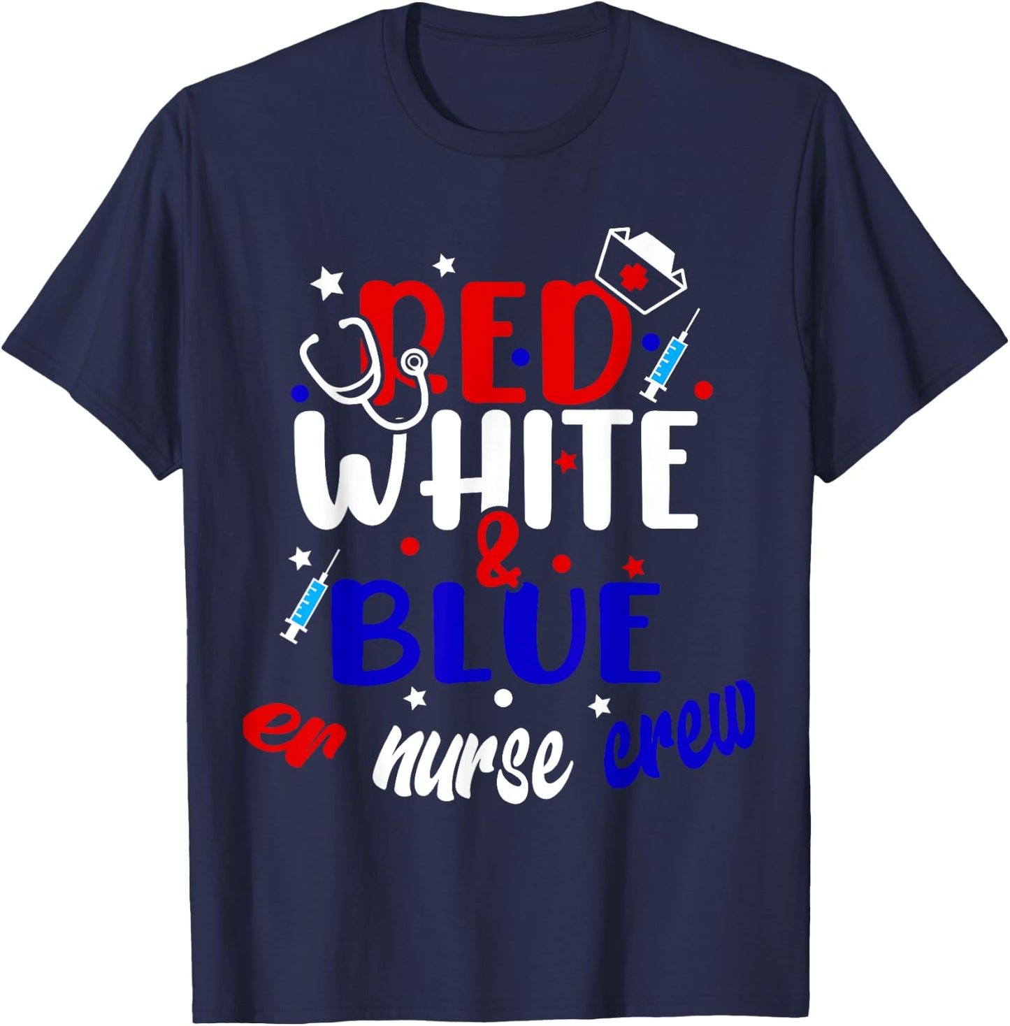 ER Nurse 4th of July Red White Blue ER ED Emergency Crew Kids Men T-Shirt - T-Shirt | Navy