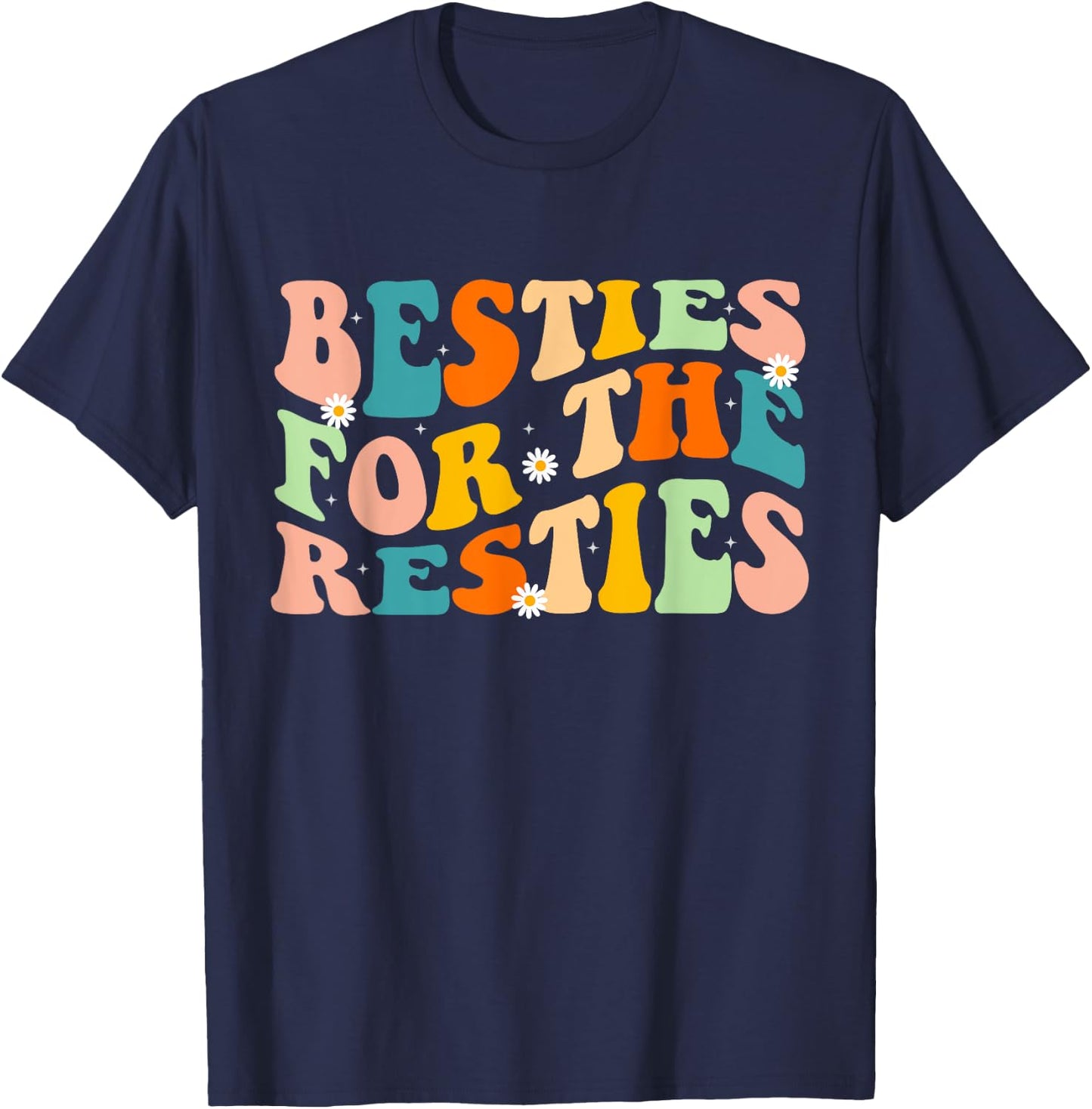 Besties for the Resties Groovy Matching T-Shirt - T-Shirt | Navy