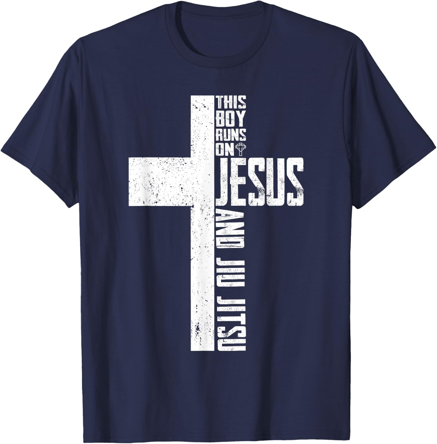 This Boy Runs On Jesus And Jiu Jitsu Christian T-Shirt - T-Shirt | Navy