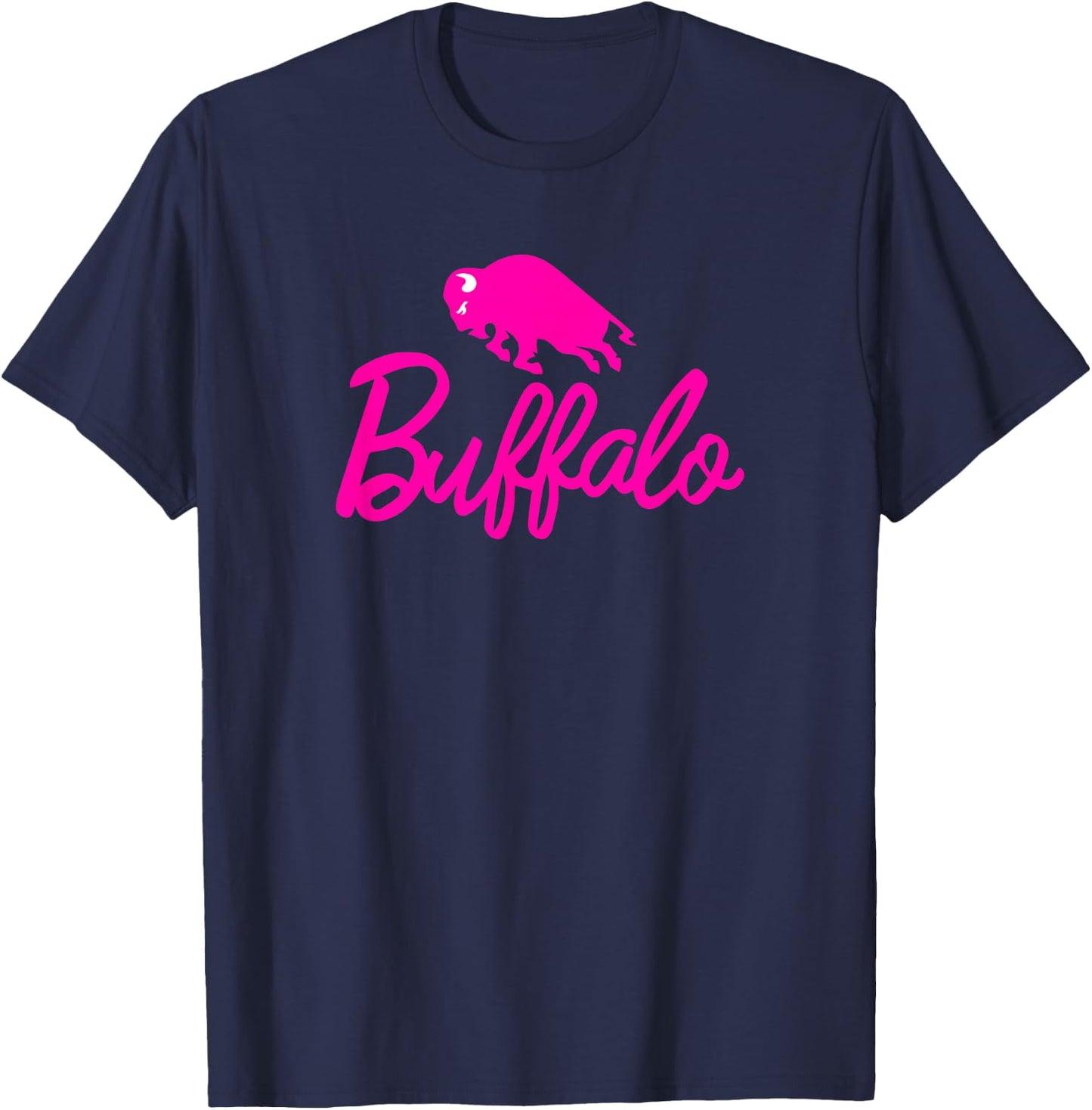 BUFFALO Charging Pink Bison - NY New York 716 Pride Cute BUF T-Shirt - T-Shirt | Navy