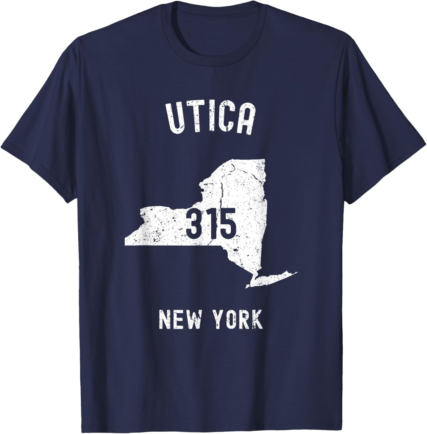 Utica New York NY 315 Vintage Athletic Style T-Shirt - T-Shirt | Navy