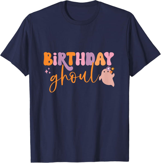 Kids Birthday Ghoul Girl Child Cute Ghost Halloween Family Party T-Shirt - T-Shirt | Navy