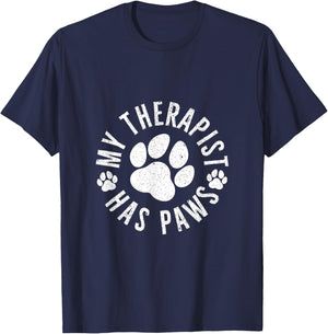 My Therapist Has Paws Funny Dog Lover T-Shirt - T-Shirt | Navy