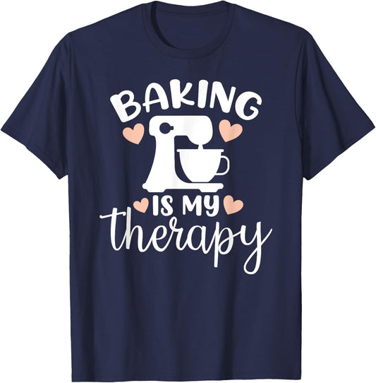 Baking Is My Therapy T-Shirt - T-Shirt | Navy