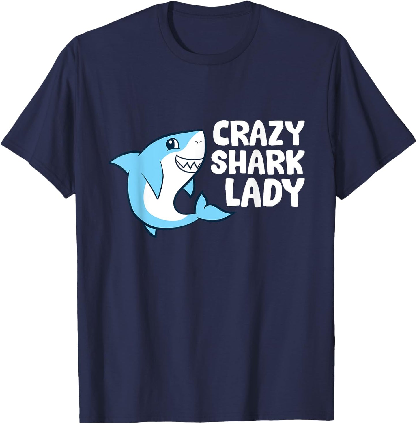 Crazy Shark Lady T-Shirt - T-Shirt | Navy