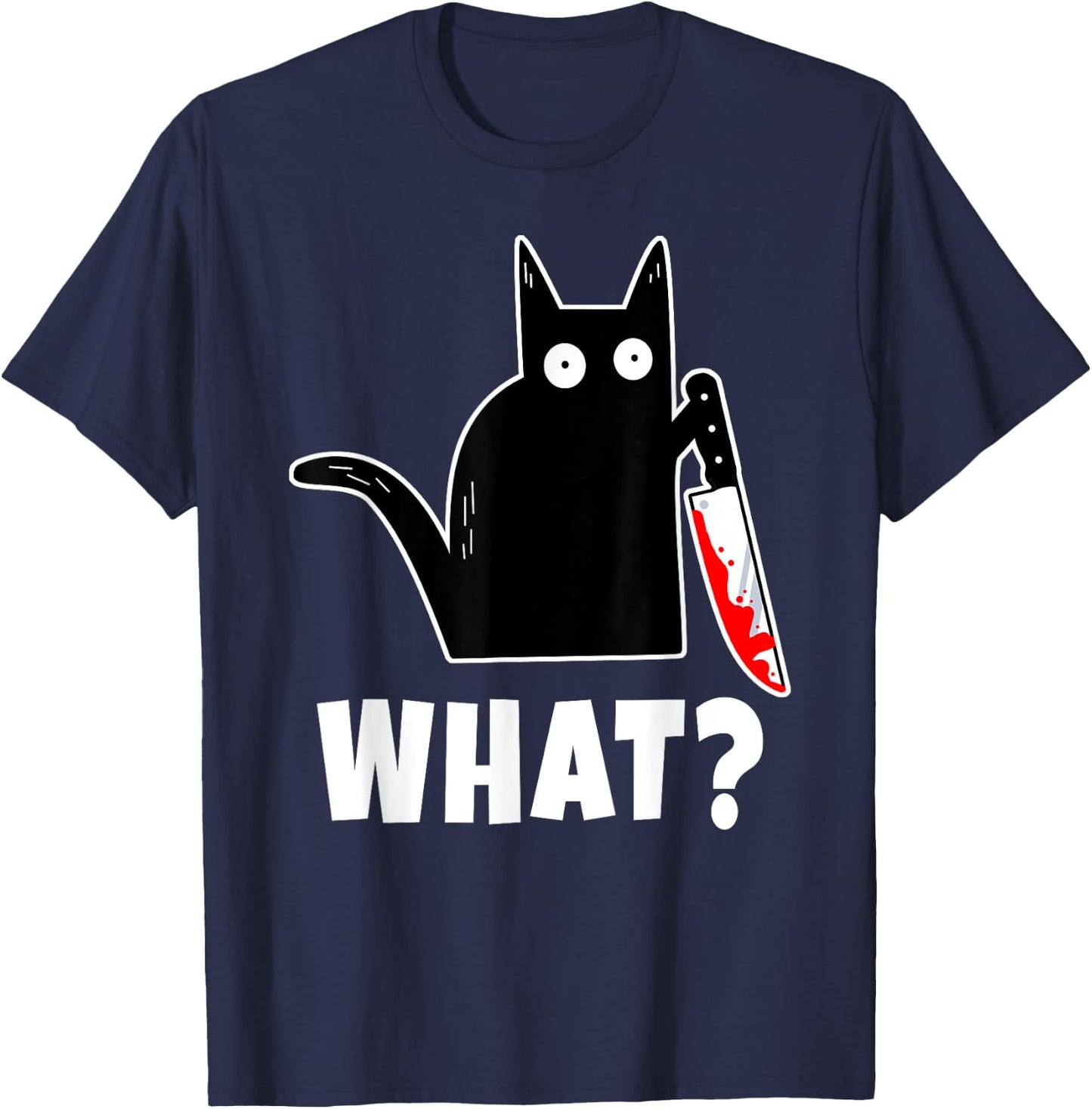 Halloween Costume: Murderous Cat Bloody Knife & T-Shirt - T-Shirt | Navy