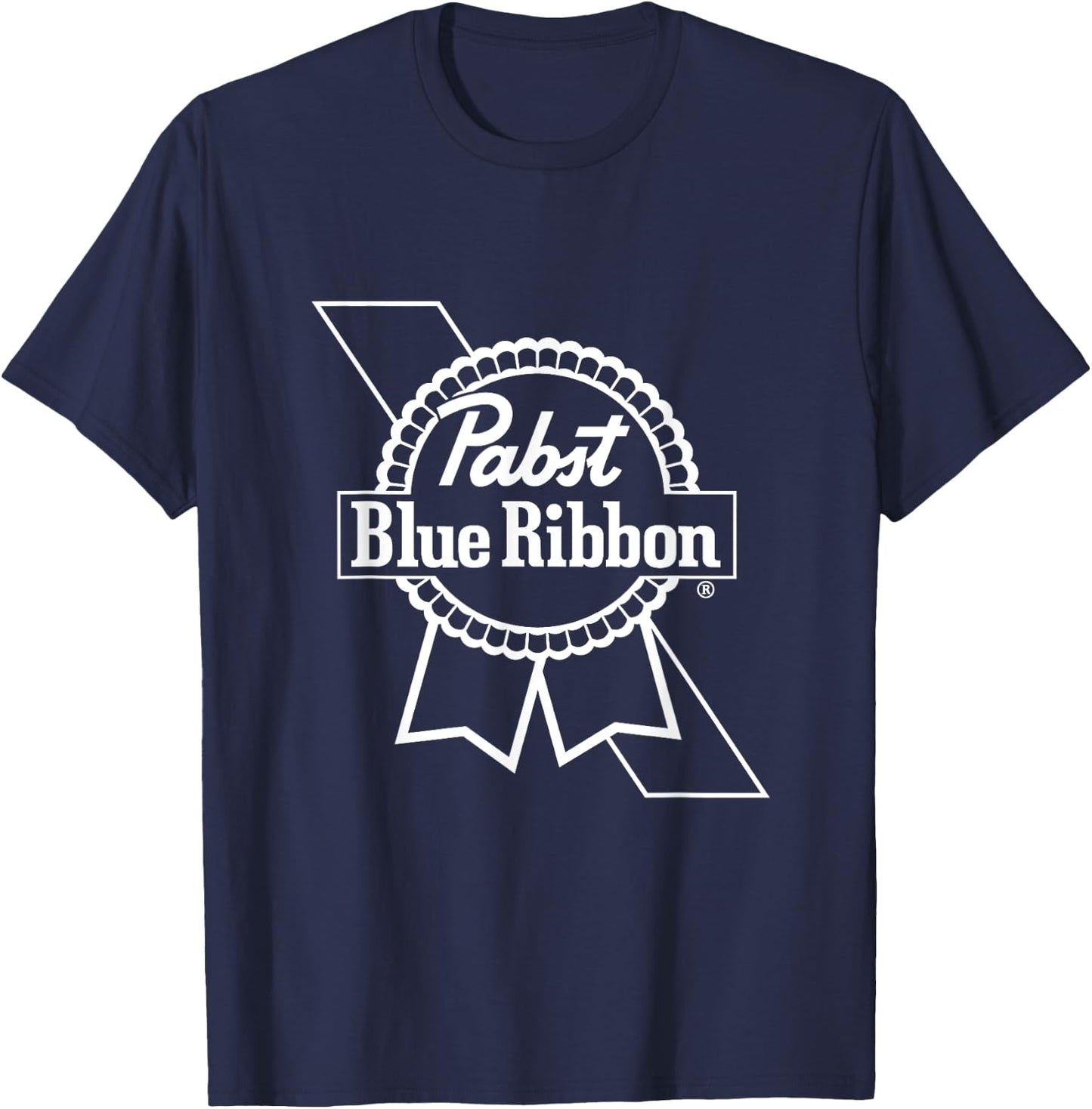 Pabst Blue Ribbon White Logo T-Shirt - T-Shirt | Navy
