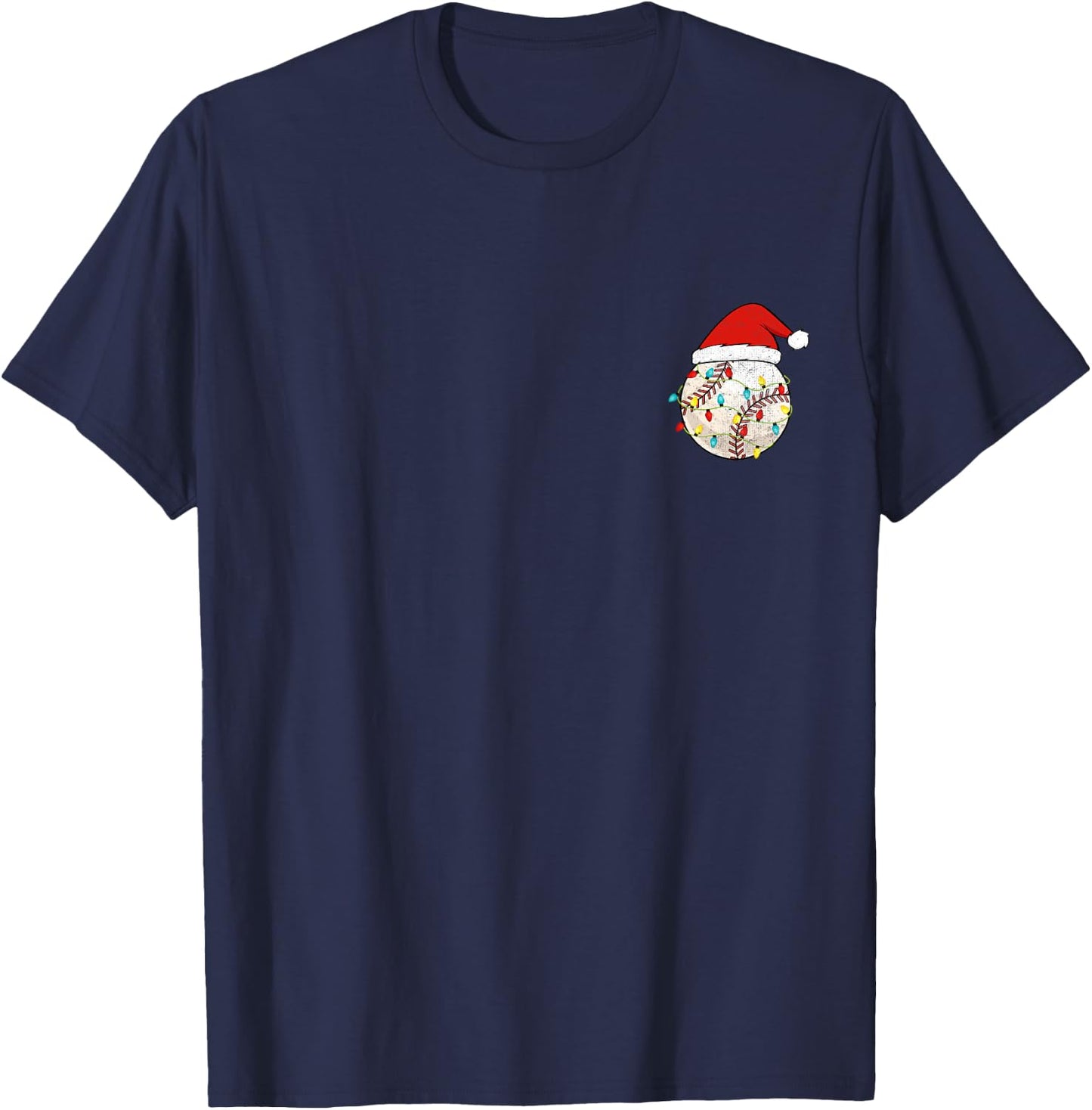 Baseball Christmas Pajama Pocket T-Shirt - T-Shirt | Navy