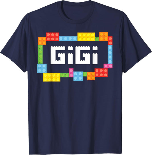 Master builder Gigi Bricks Blocks Building Family Set T-Shirt - T-Shirt | Navy