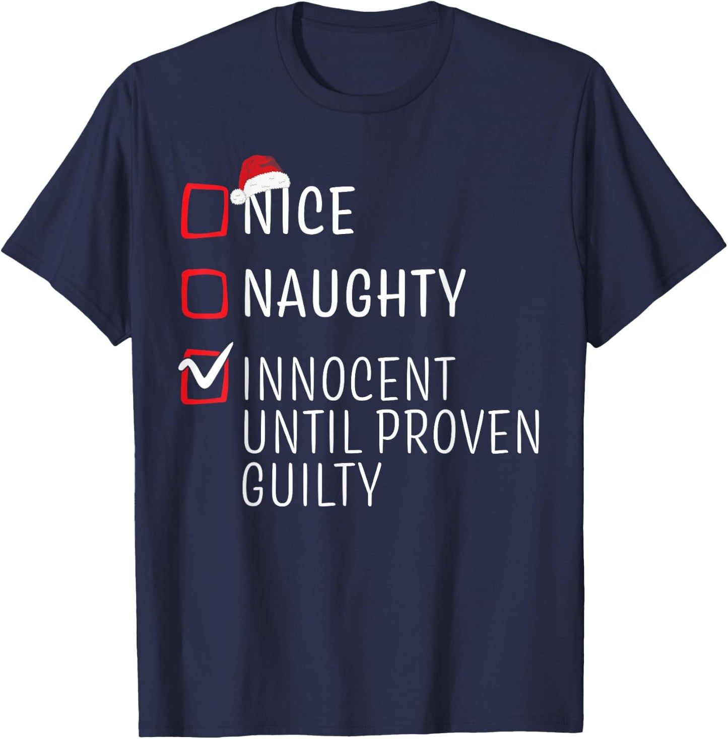 Funny Naughty Nice Christmas Family Pajama Men Women Kids T-Shirt - T-Shirt | Navy