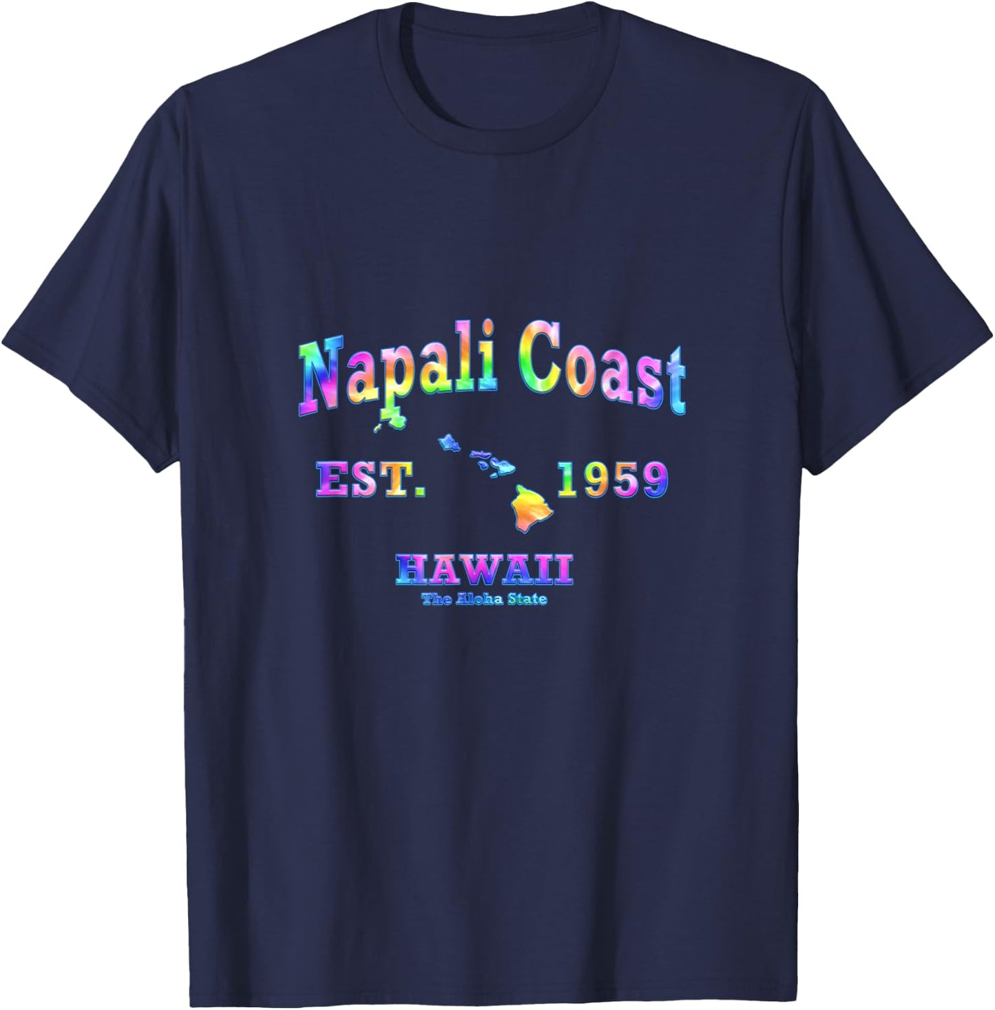 Napali Coast Hawaii HI Athletic Sports Design T-Shirt - T-Shirt | Navy