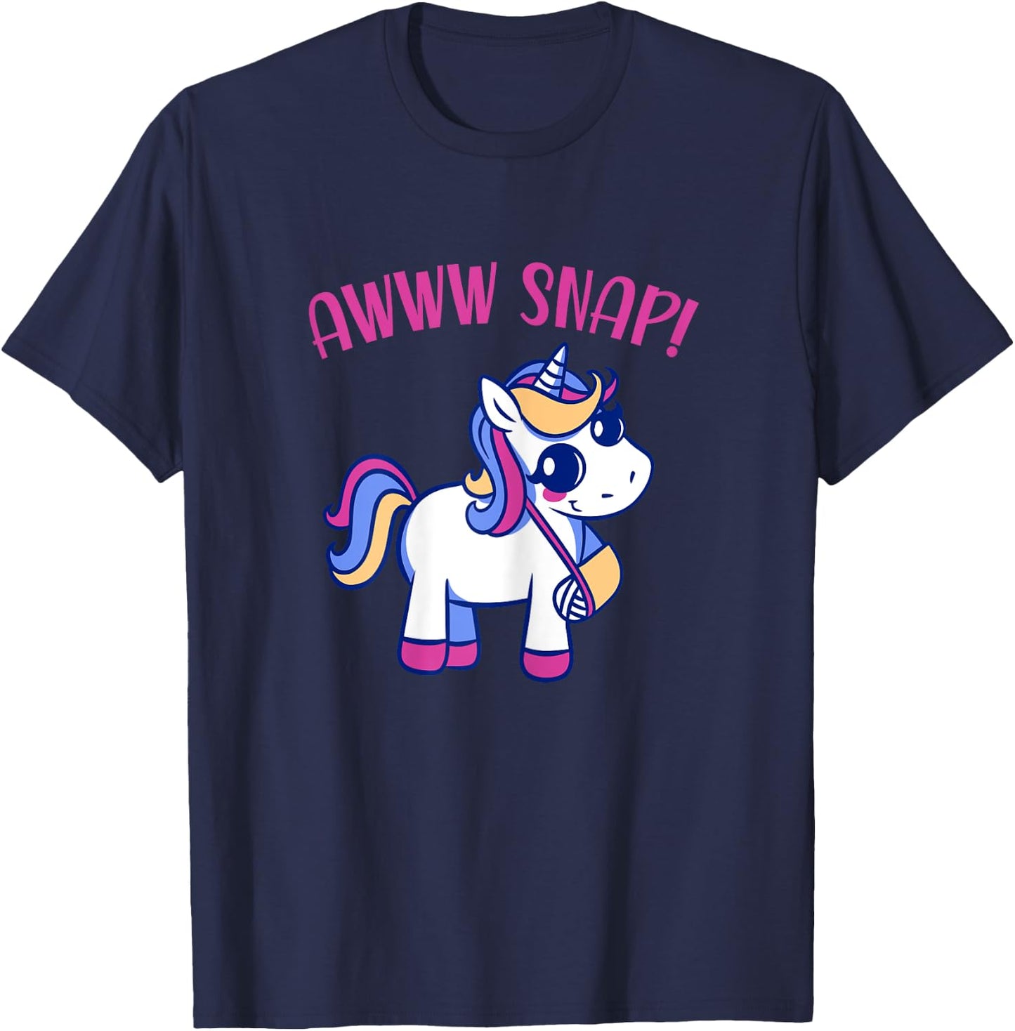Unicorn Broken Arm Awww Snap for Girls T-Shirt - T-Shirt | Navy