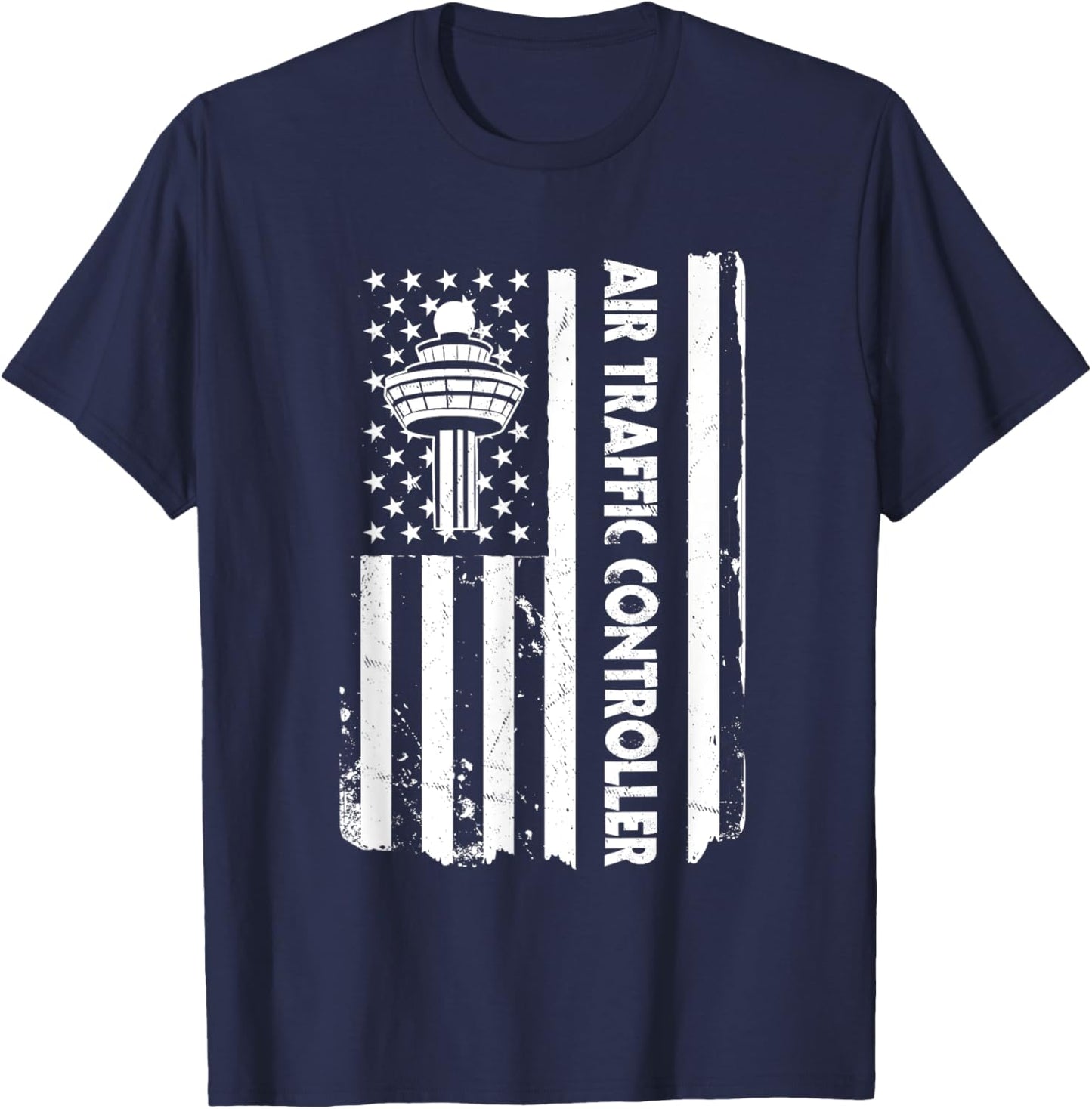 USA Flag Air Traffic Control Outfit Aviation America Kids Men T-Shirt - T-Shirt | Navy