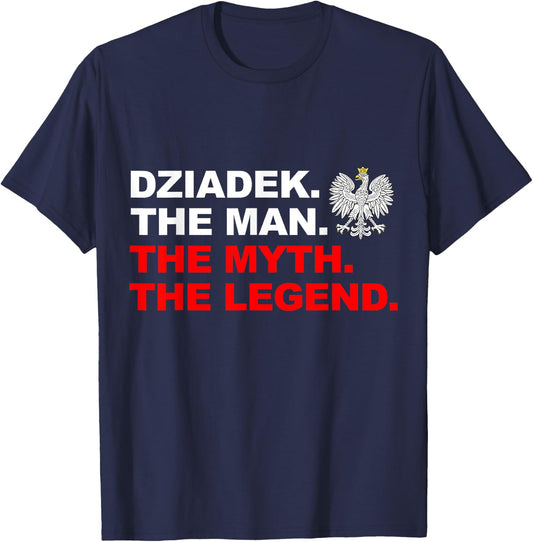 Dziadek Flag Of Poland Proud Polish Grandpa Father's Day T-Shirt - T-Shirt | Navy