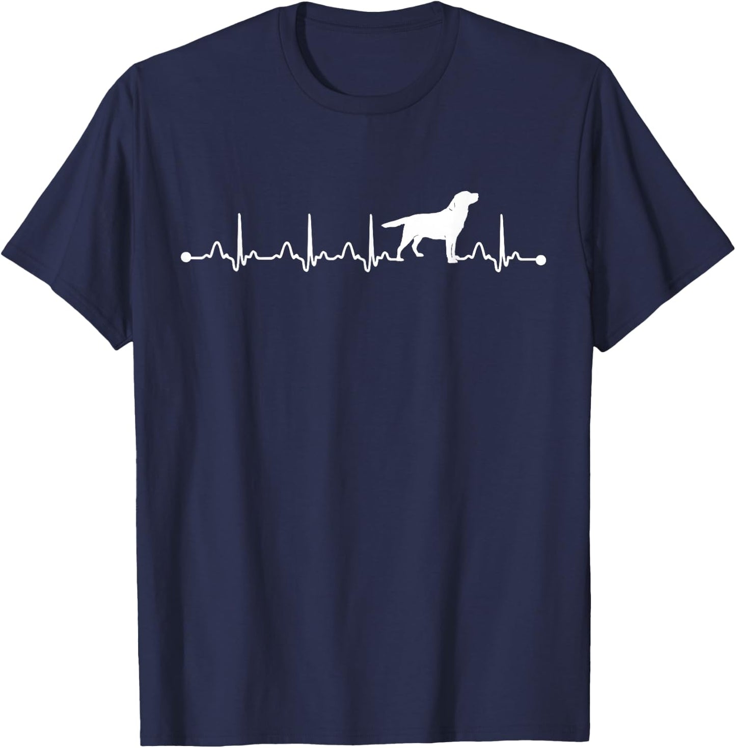 Labrador Retriever Heartbeat ECG Funny Dog Mom Men Women Girls Kids T-Shirt - T-Shirt | Navy