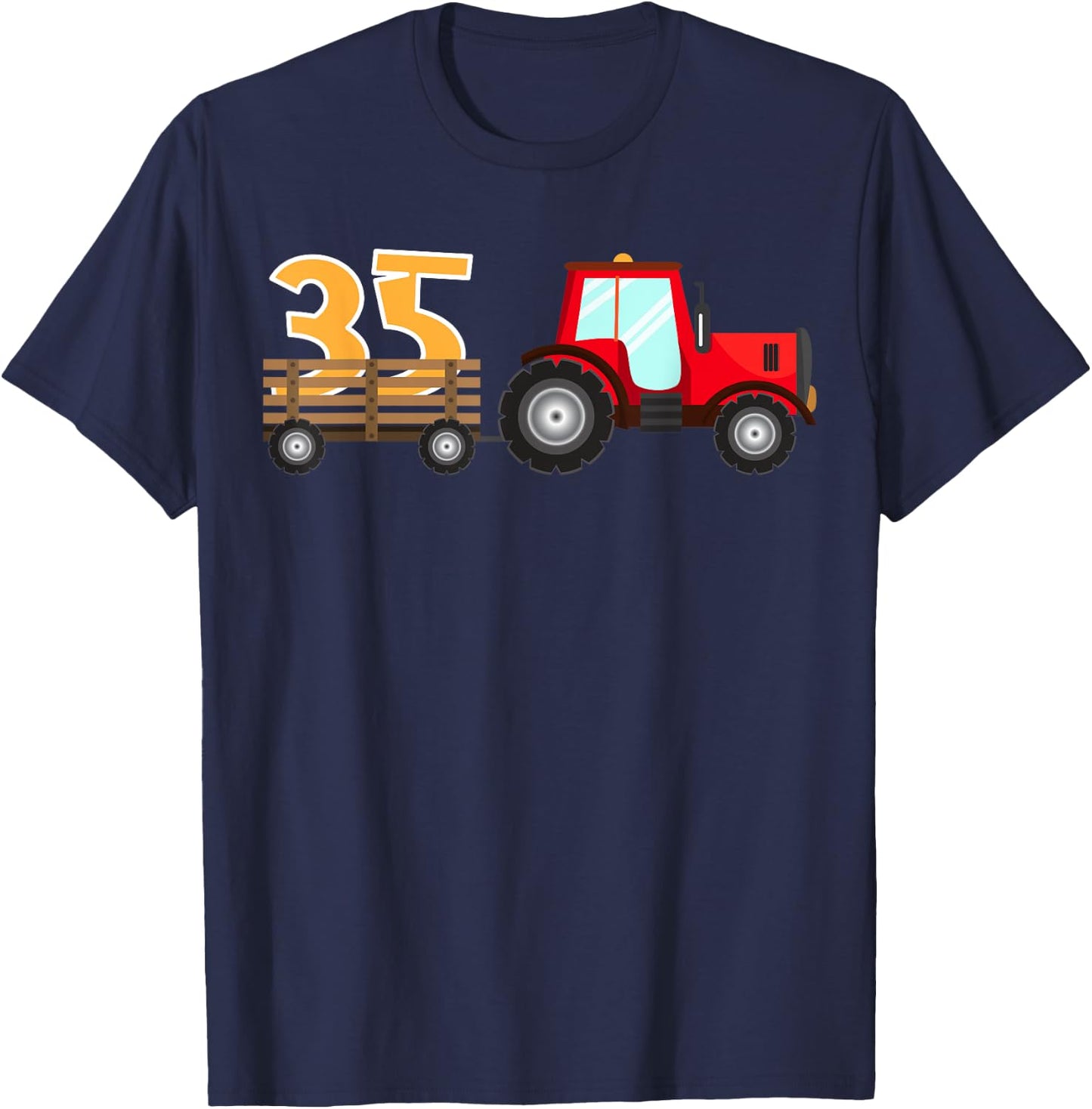 35th Birthday Construction Party Farm Tractor 35 Year Old T-Shirt - T-Shirt | Navy