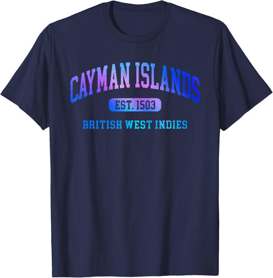 Retro Grand Cayman Islands Colorful Arch Text Souvenir Women T-Shirt - T-Shirt | Navy