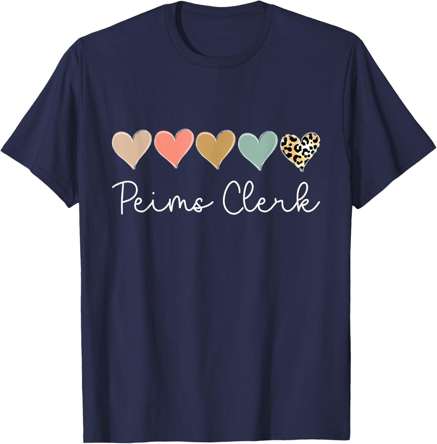 Peims Clerk Heart, School Support Squad Valentine's Day T-Shirt - T-Shirt | Navy