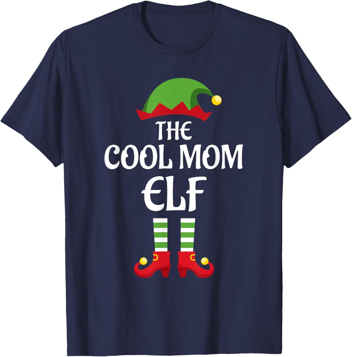 Cool Mom Elf Family Matching Group Christmas T-Shirt - T-Shirt | Navy