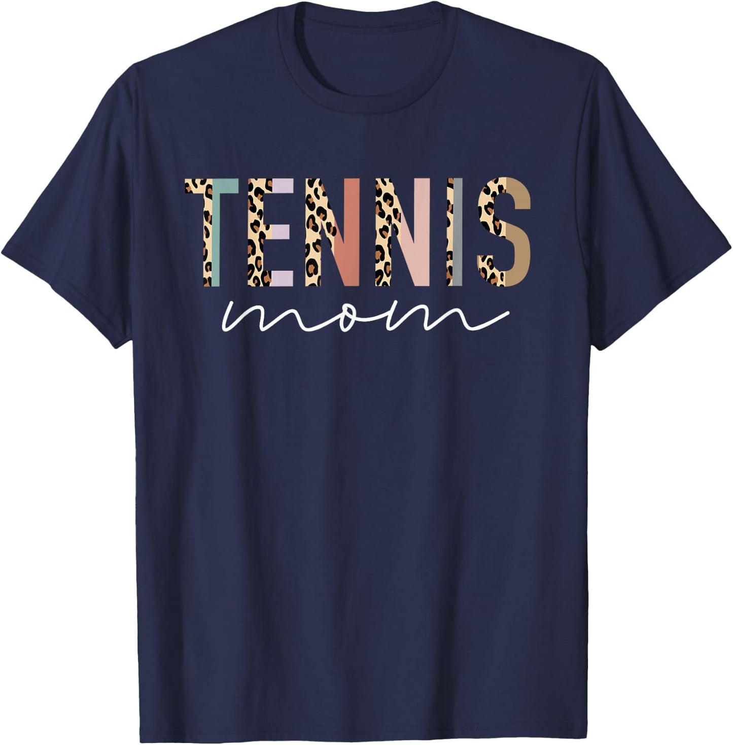 Tennis Mom Gifts Leopard Print Tennis Mama Mother's Day T-Shirt - T-Shirt | Navy