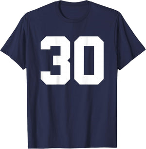 Number 30 (on Back) Sports Team Jersey Number T-Shirt - T-Shirt | Navy