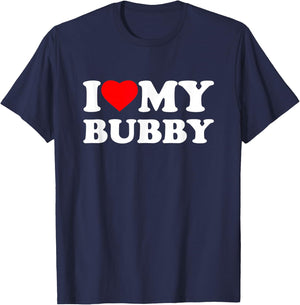 I Love My Bubby I Heart Family Grandpa T-Shirt - T-Shirt | Navy