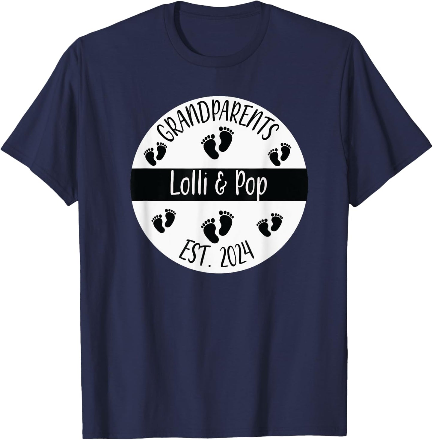 Lolli & Pop Established 2024 Grandparents Couples Matching T T-Shirt - T-Shirt | Navy