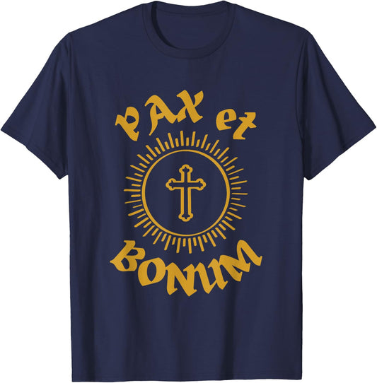 Pax et Bonum. Saint Francis Christian message gift T-Shirt - T-Shirt | Navy