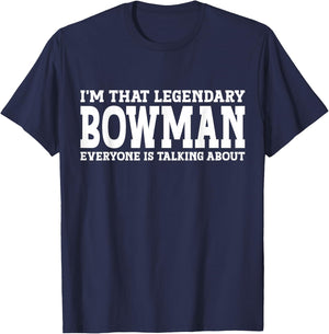 Bowman Surname Funny Team Family Last Name Bowman T-Shirt - T-Shirt | Navy