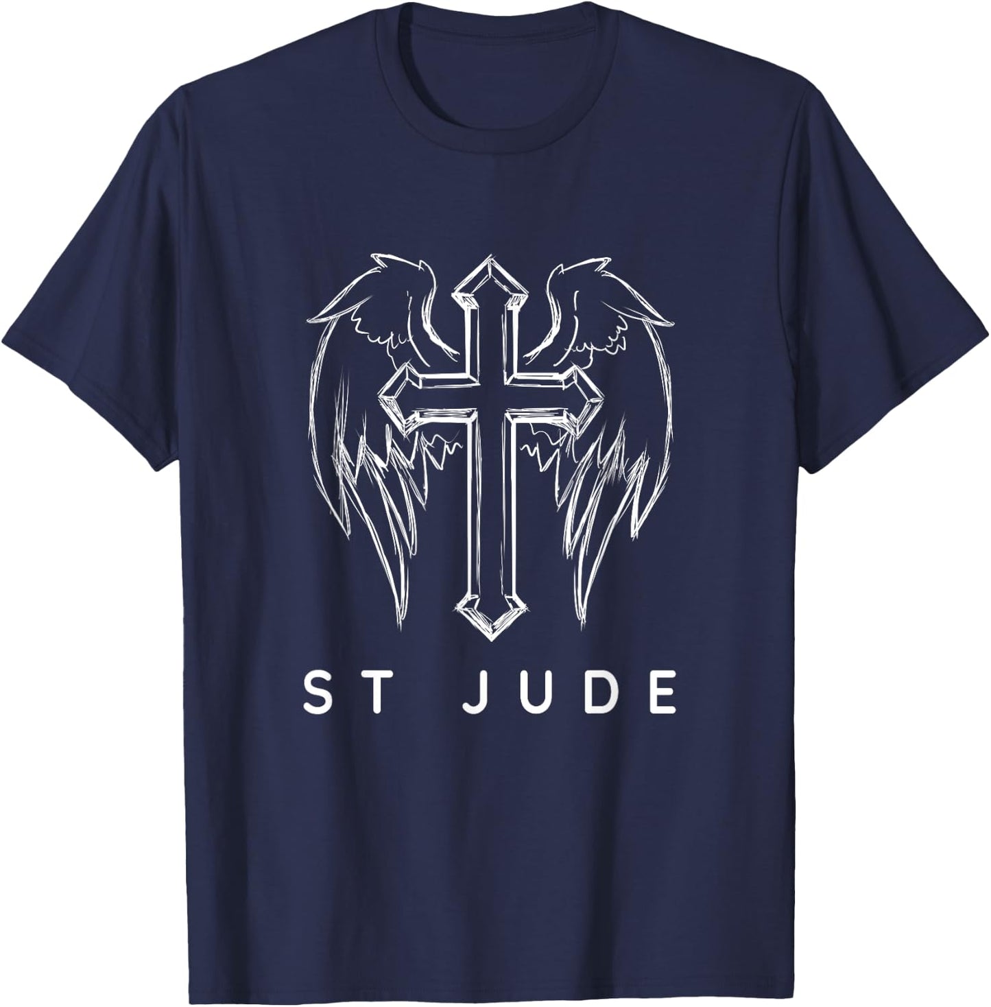 Saint Jude the Apostle. Traditional Catholic Prayer Angel T-Shirt - T-Shirt | Navy