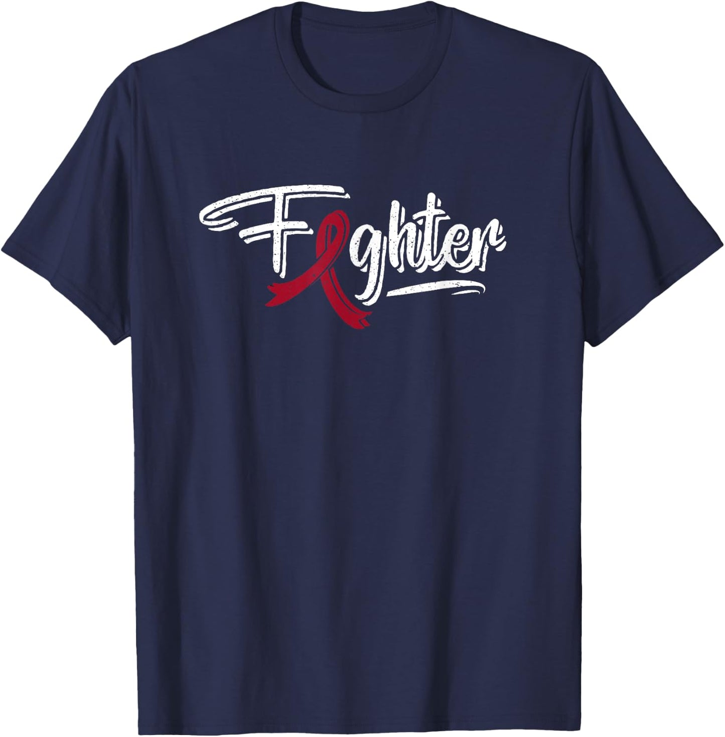 Multiple Myeloma Fighter Blood Cancer Burgundy Ribbon T-Shirt - T-Shirt | Navy