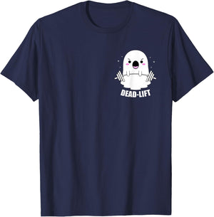 Dead Lift Ghost Halloween, Funny Ghost Gym Fitness Workout T-Shirt - T-Shirt | Navy