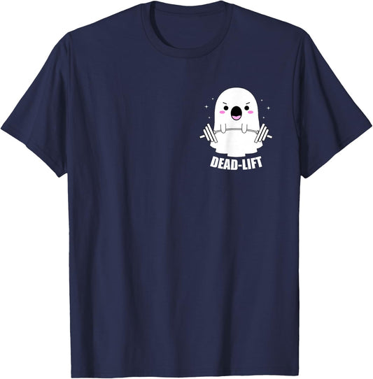 Dead Lift Ghost Halloween, Funny Ghost Gym Fitness Workout T-Shirt - T-Shirt | Navy