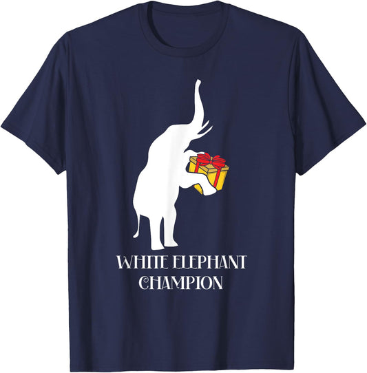 White Elephant Champion Gag Gift Exchange Christmas Funny T-Shirt - T-Shirt | Navy