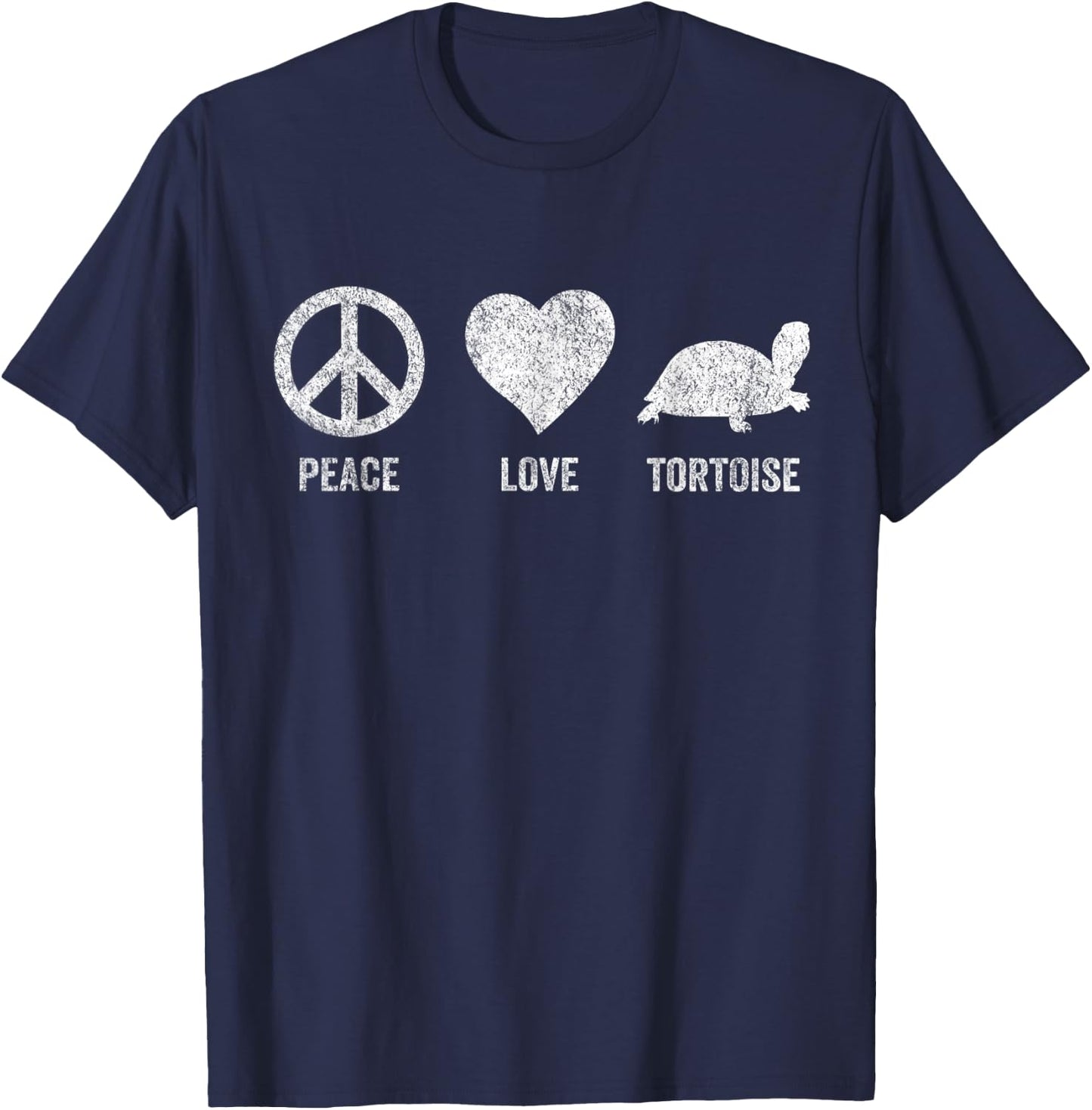 Peace Love Tortoise Turtle Lover Funny Tortoise Quote Retro T-Shirt - T-Shirt | Navy